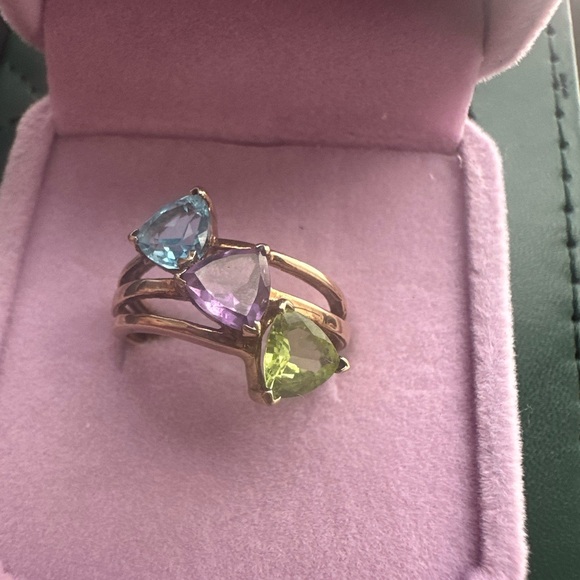 Vintage 10k Multi gemstone Gold Ring - Picture 2 of 7